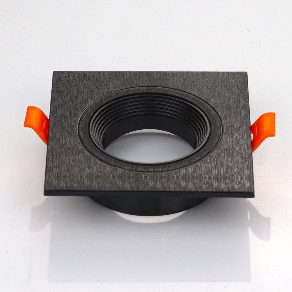 Plastic Ronde Vierkante Verstelbare Led Inbouw Plafond Down Light Montage Frame Voor MR16 GU10 Spot Lamp Armatuur Behuizing: Square-Black