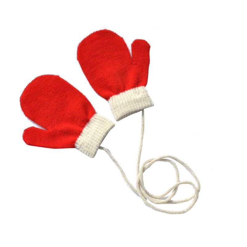 Warmom Kinderen Winter Warm Gebreide Jarretel Handschoenen Met Touw Volledige Vinger Wanten Handschoenen Voor Kinderen Peuter Kids Voor 1-4Y: Rood