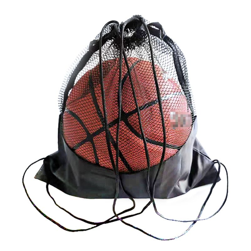 Bærer mesh netpose bærbar fodbold rygsæk opbevaring messenger taske udendørs basketball opbevaringspose