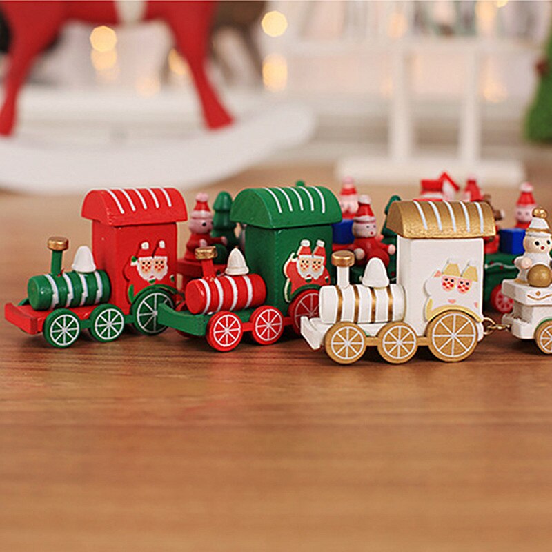 4 Knopen Houten Kerst Trein Ornament Kerst Decoratie Voor Thuis Kerstman Speelgoed Ambachten Tafel Deco Xmas jaar