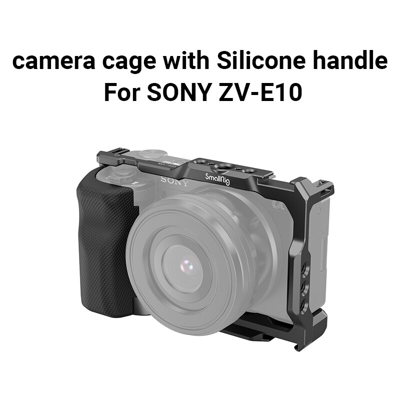 SmallRig-jaula de cámara Sony ZVE10 con mango de jaula de silicona, placa de liberación rápida Arca integrada, Kit de aparejo para Sony ZV-E10 3538: Cage with handle