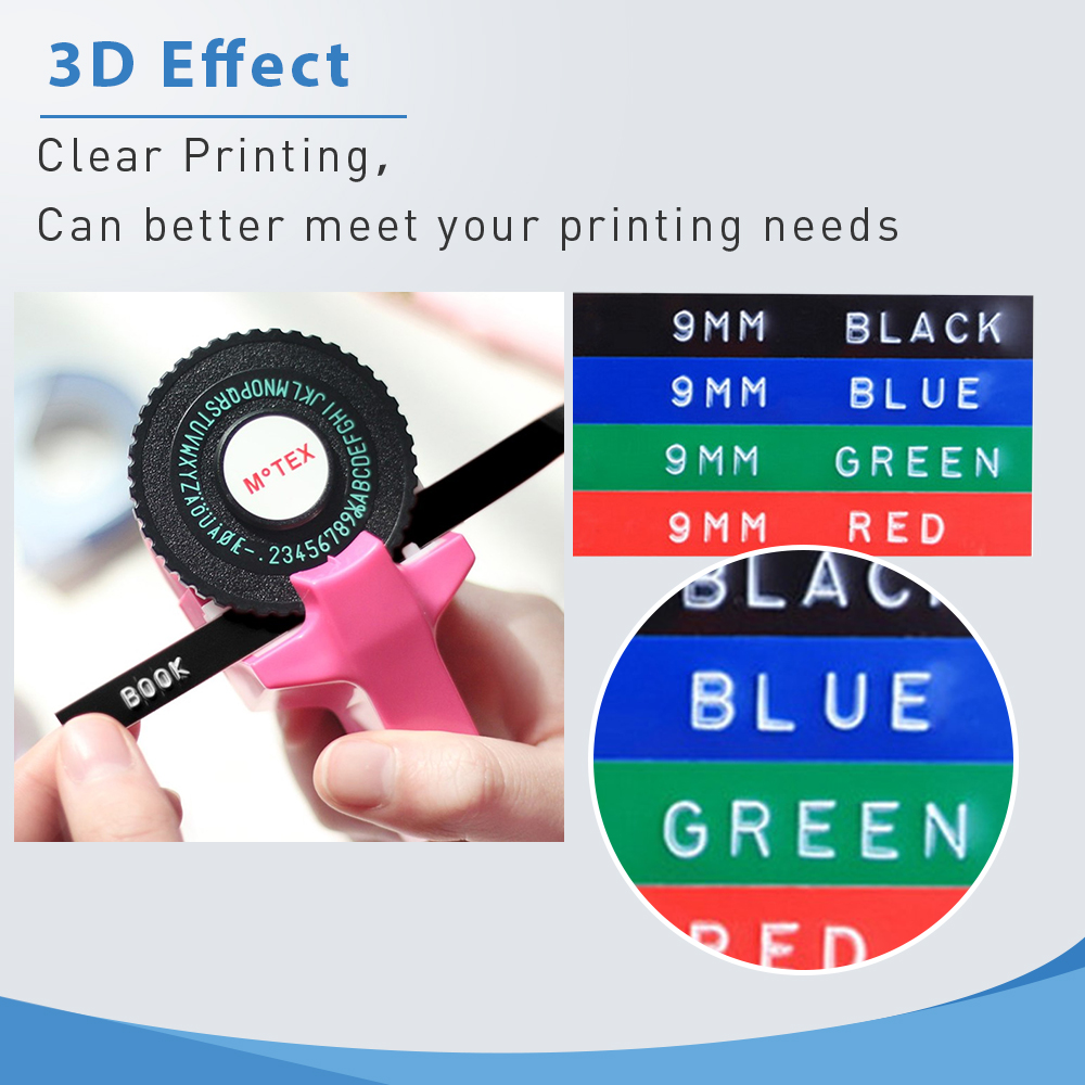 3PK 9mm 3D tłoczenie taśma z etykietami dla Motex E101 drukarka do etykiet dla Dymo E-101 instrukcja maszyna do pisania DIY 3D taśma drukarka etykiet maszyna