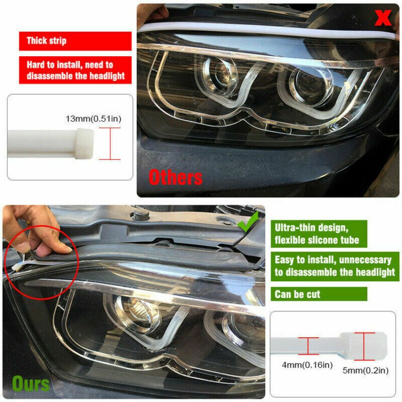 Tira de luces LED Flexible impermeable motocicleta reemplazo ámbar Delgado