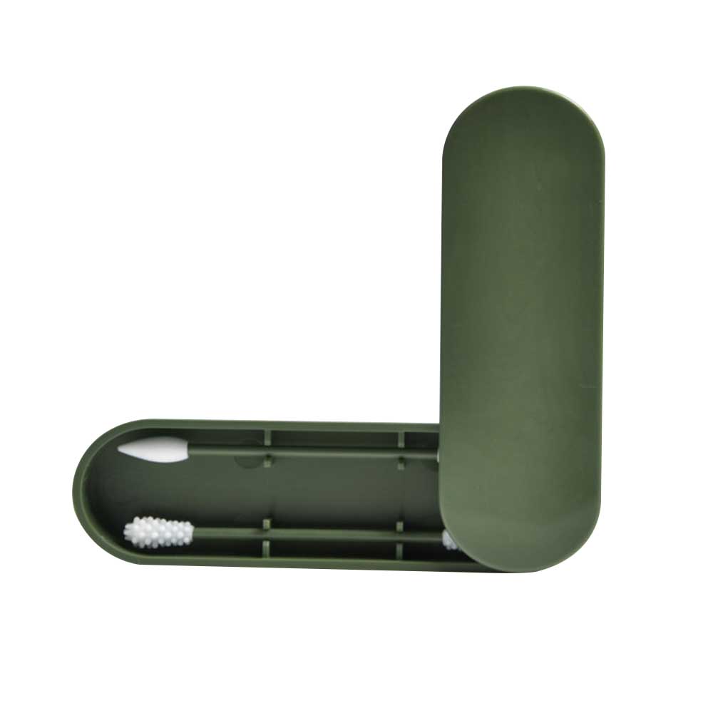 Herbruikbare Wattenstaafjes, Dames Cosmetica, Siliconen Wasbaar Wattenstaafjes, double-Ended Wattenstaafjes 2 Stuks/doos: ArmyGreen