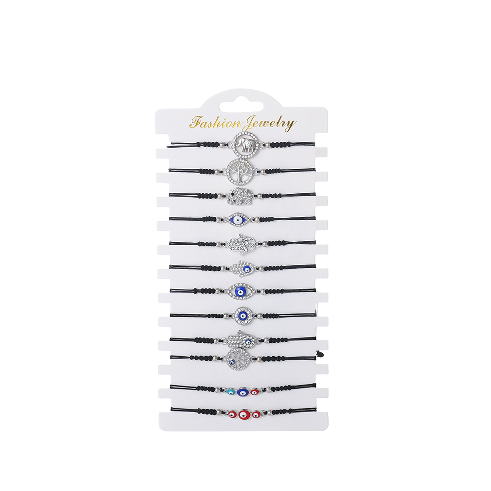 12cs Hand von Fatima Charme Armbinde für Frauen glänzend Kristall Bösen blick Perlen Einstellbare Sommer Surfen Strand Fußkettchen