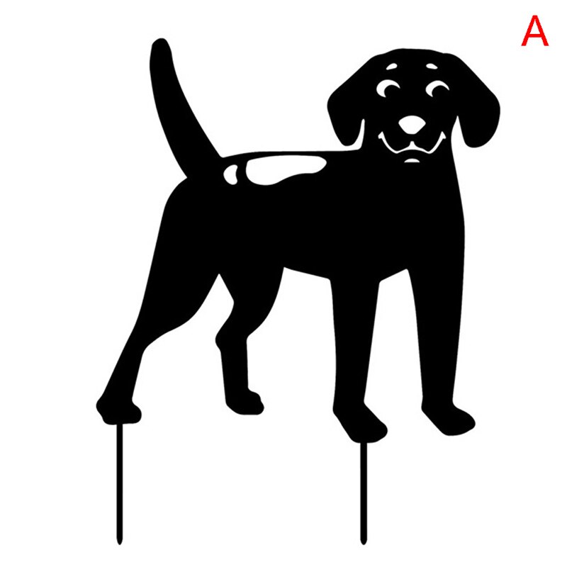 Estatua de Metal para decoración al aire libre, figura de perro hueca, tierra para inserción de patio: A