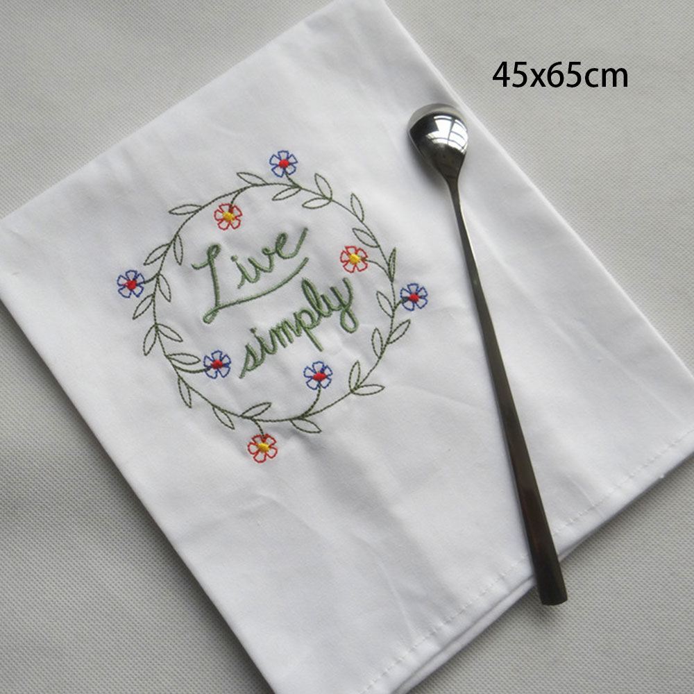 Eenvoud Stijl Puur Katoen Brief Bloemen Geborduurde Diner Servetten Placemat Voor Wedding Party 45x65cm: 04