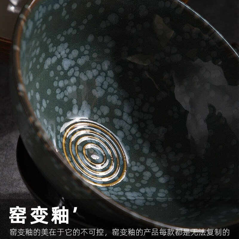 8 Inch Retro Ceramic Ramen Bowl Bamboo Hat Large Soup Bowls Household Fruit Beef Instant Noodle Bowl Japanese Commerce Tableware