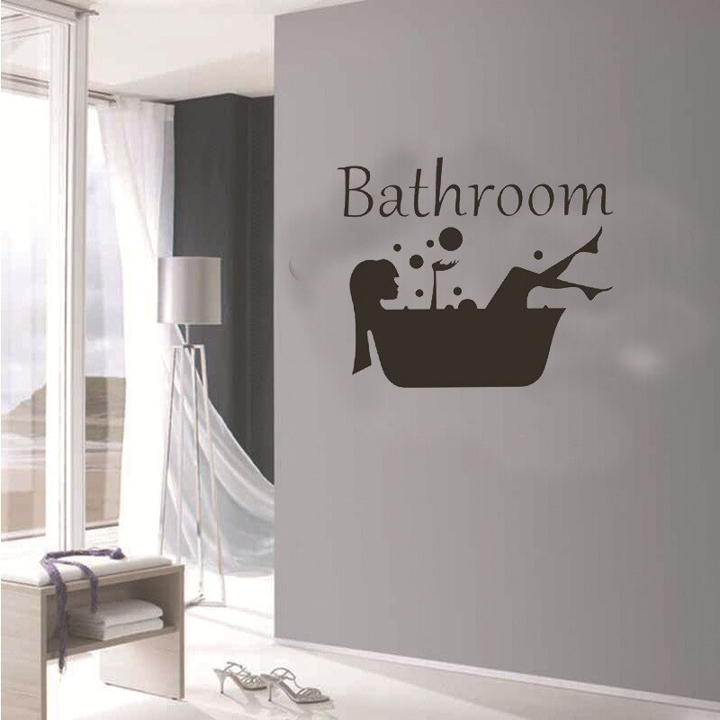 Bathroom beauty girl in bathtub Wall stickers artistic stickers home decoration wall decals sticker for glass window deco