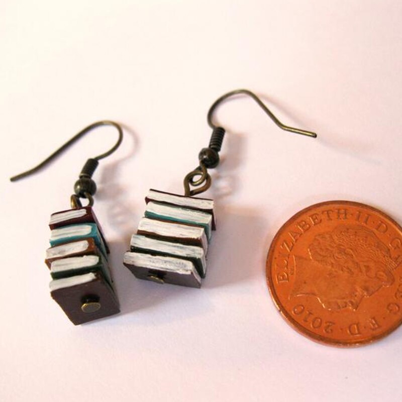 School Retro Bibliotheek Stapel Boeken Oorbellen Mode Persoonlijkheid Multicolor Boeken Oorbellen Sieraden Accessoires