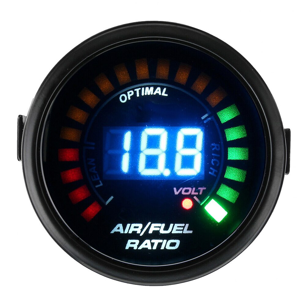 20LED Auto AFR Monitor Air Fuel Ratio Gauge Oil Temperature Racing Meter Instrument Digital Analog Car Indicator 12V Blue Light