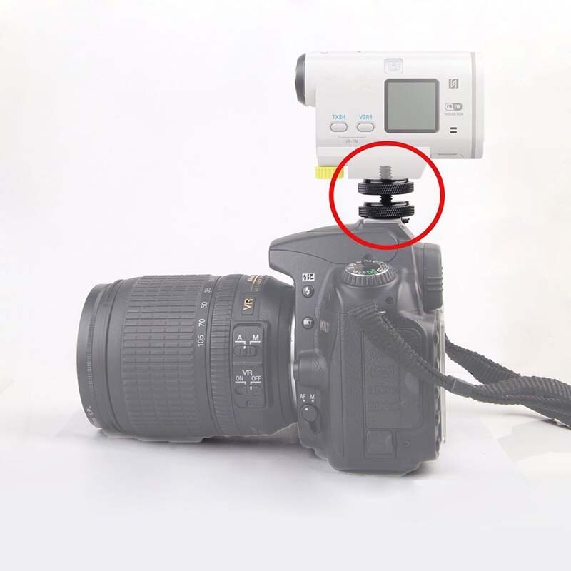 Pro 1/4&quot; Dual Nuts Tripod Mount Screw Black To Flash Shoe Adapter For Camera Studio Accessories