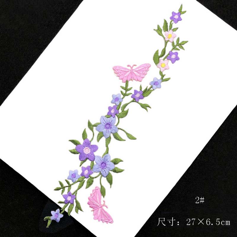 Delikat blomsterranke med sommerfugl klesklistremerke termokollant lapp, blomsterbrodert applikasjon strykelapper til klær: Antikk kobber