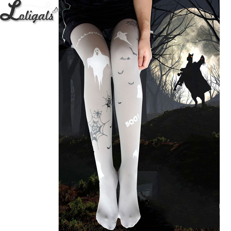 Halloween Tights with Little Devil Print Gothic Lolita Pantyhose