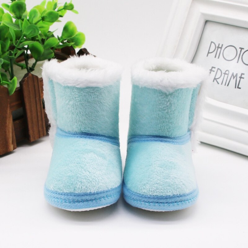 Warm Newborn Toddler Boots Winter First Walkers baby Girls Boys Shoes Soft Sole Fur Snow Booties for 0-18M First Walkers: Blue / 13-18 Months