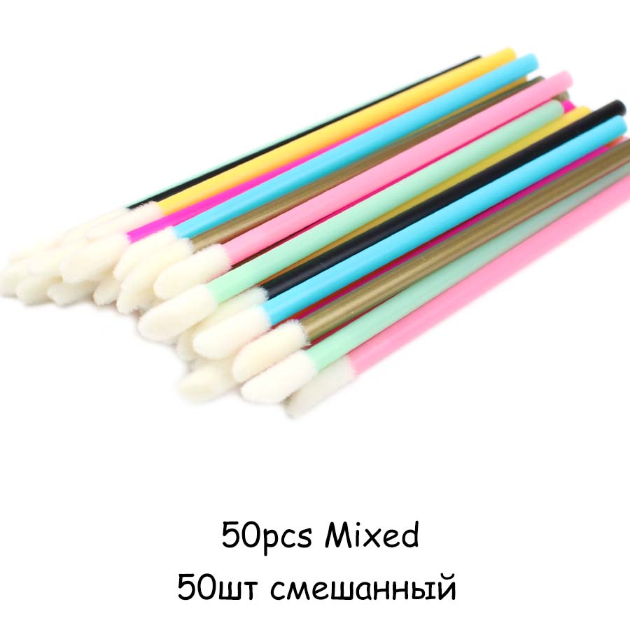 50 Stuks Wegwerp Lip Borstel Wimperborstels Wimpers Micro Borstels Wimper Extension Applicator Cleaner Beauty Makeup Tools: 50pcs Mixed