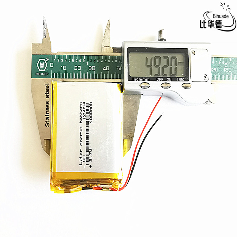 Litro di energia della batteria 3.7 V batteria ai polimeri di litio 4000 mah interfono 125054 di GPS del veicolo registratore dati di viaggio