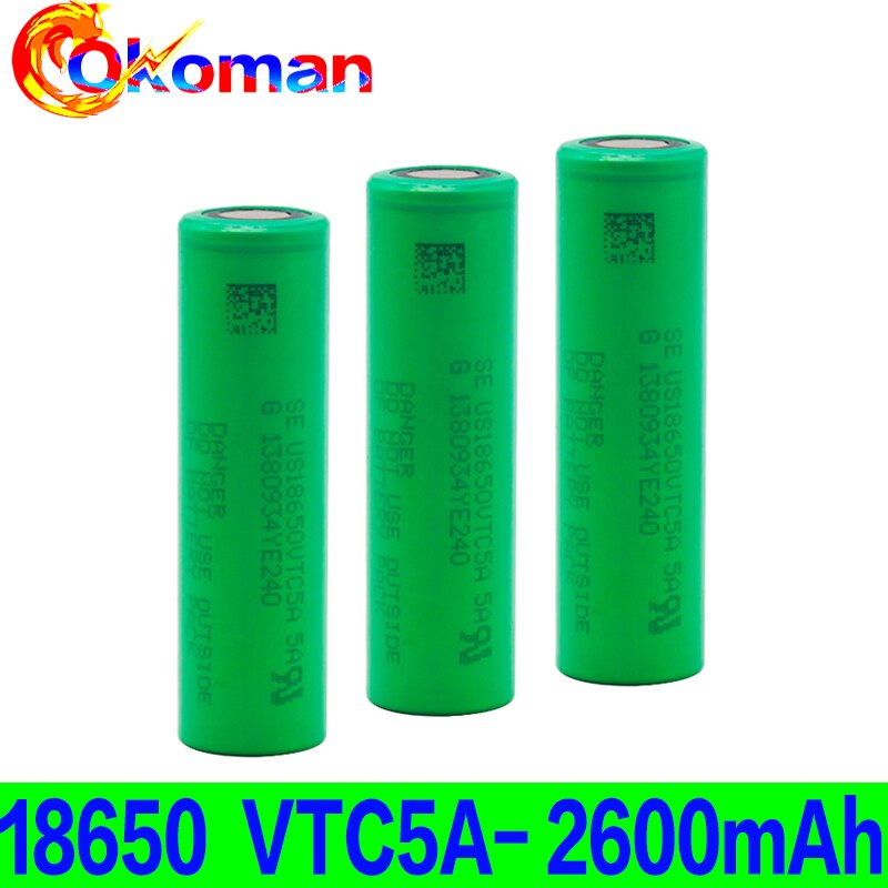 100% Hoge Afvoer VTC5A 18650 Batterij Li-Ion Lithium Batterij Hoge Capaciteit 2600 Mah Voor Zaklamp Koplamp Sony Batterijen