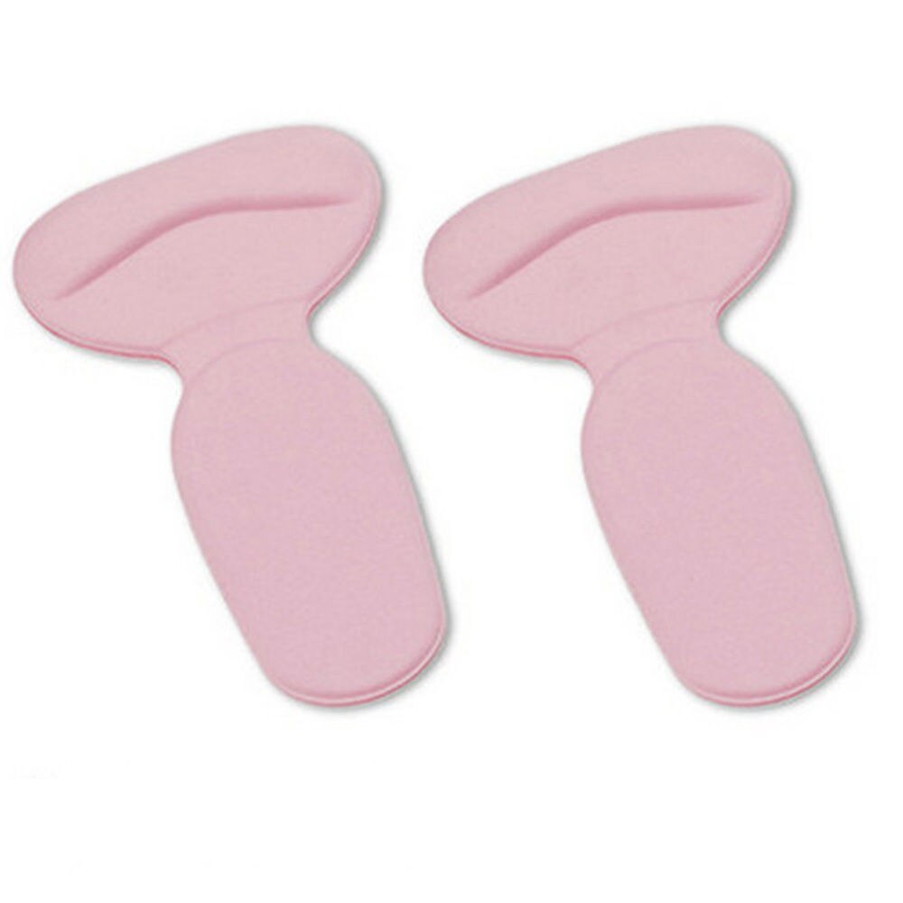 1Pair 2 in 1 Women Silicone Useful T-Shape Thread Thicker Rear Foot Wear Stickers High Heels Soft Mat: Pink