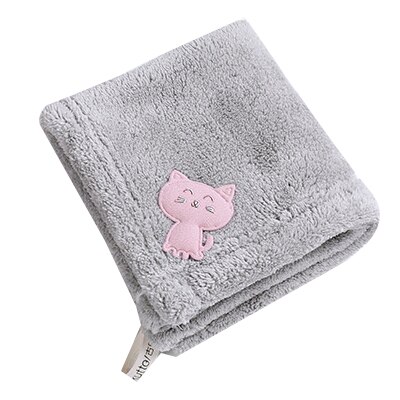 Coral Fleece Handdoek Keuken Handdoek 1Pc 25*25Cm Zachte Extreme Comfort Vierkante Kat Patch Borduren Handdoeken roze Groen Grijs: gray