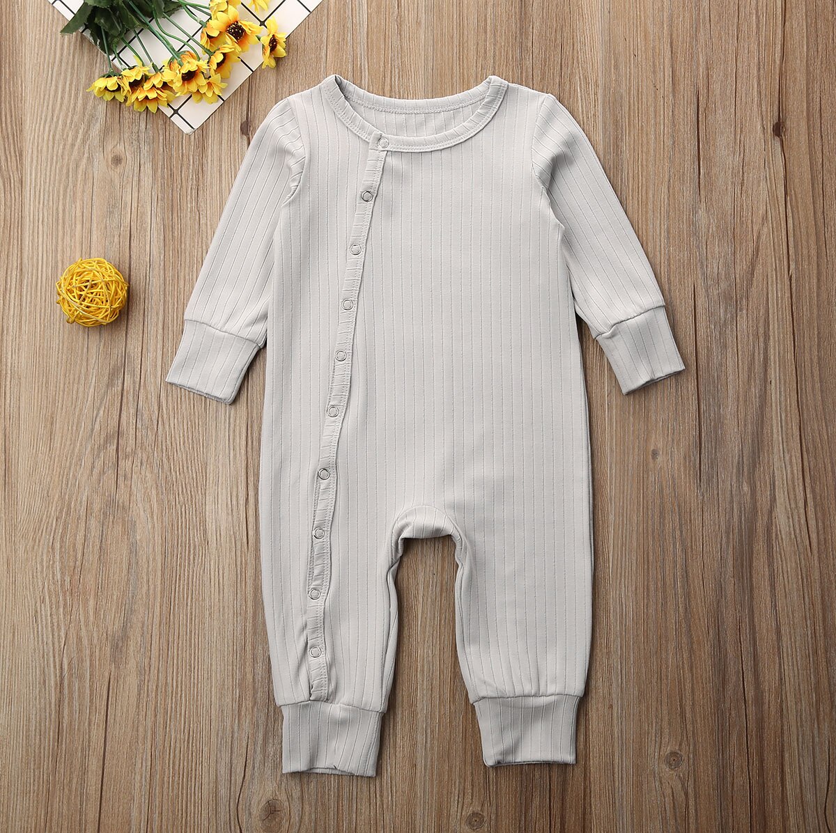 Baby Spring Autumn Clothing Newborn Kid Baby Girl Boy Clothes Long Sleeve Romper Jumpsuit Ribbed Solid Outfit Playsuits