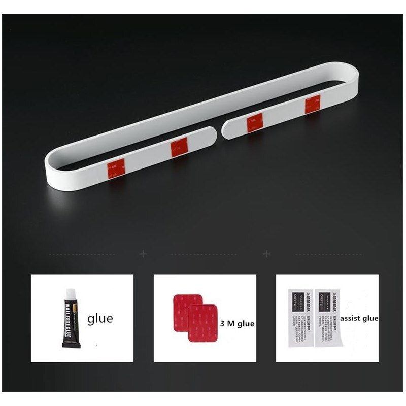 Spikerfri fast aluminium hvit håndkle bar enkelt håndklestativ dårlig hvit håndkleholder 30/40/50/60 cm