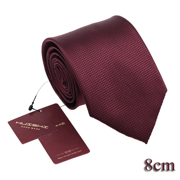 Huishi 6cm og 8cm ensfarvet vin herre smal vandtæt vin slips jacquard vævet forretning bryllup slips til mand slips: Tp -32