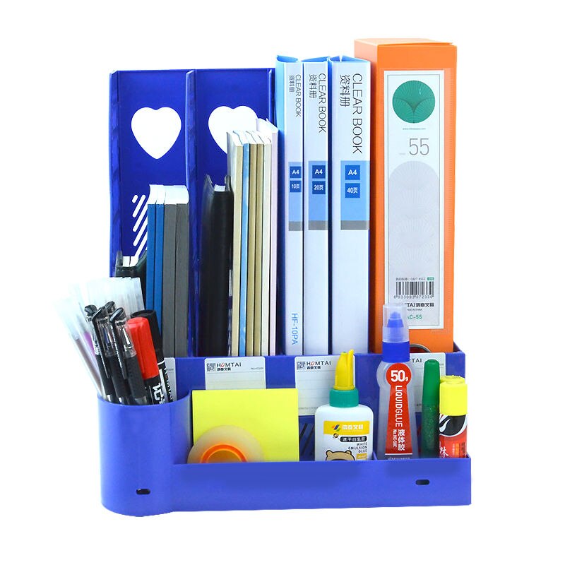 Document multi-layer frame data four-column blue book frame desk book end file storage box vertical sorting multi-functional sto