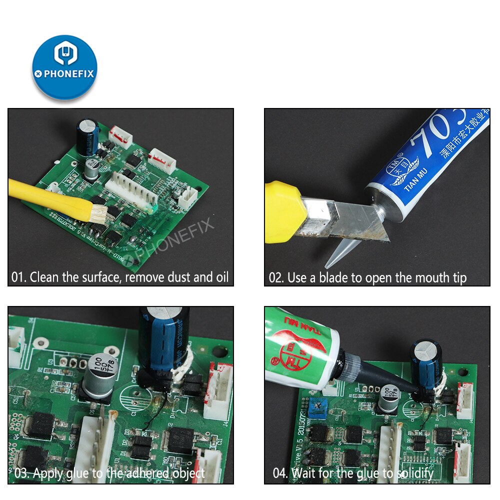 703 Adhesive Silicone Rubber High Temperature Resistant White Waterproof Strong Electronic Sealant for Glass Metal Plastic