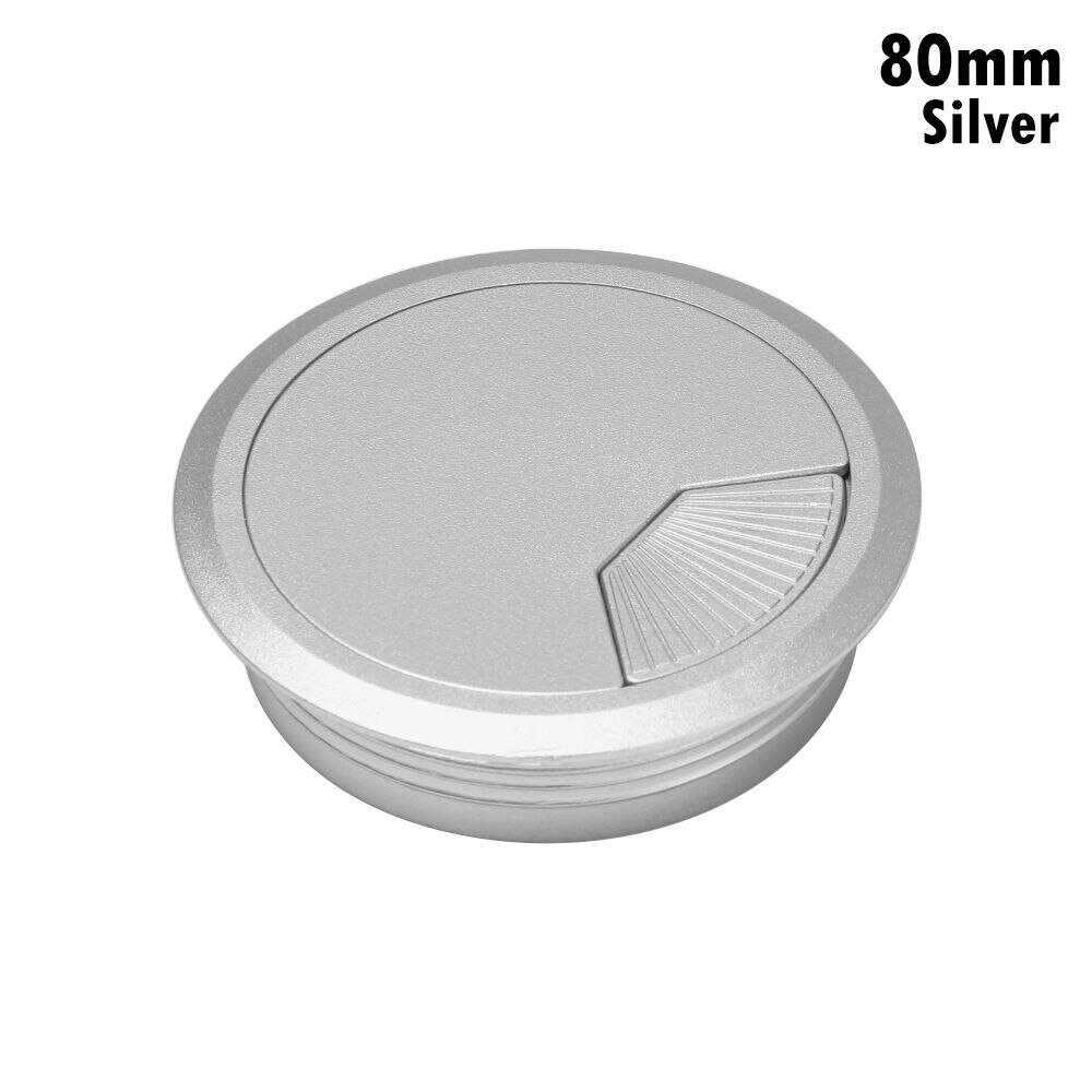 60/80mm Desk Table Plastic Cable Hole Cover PC Computer Desk Round Wire Tidy Grommet: silver-80mm