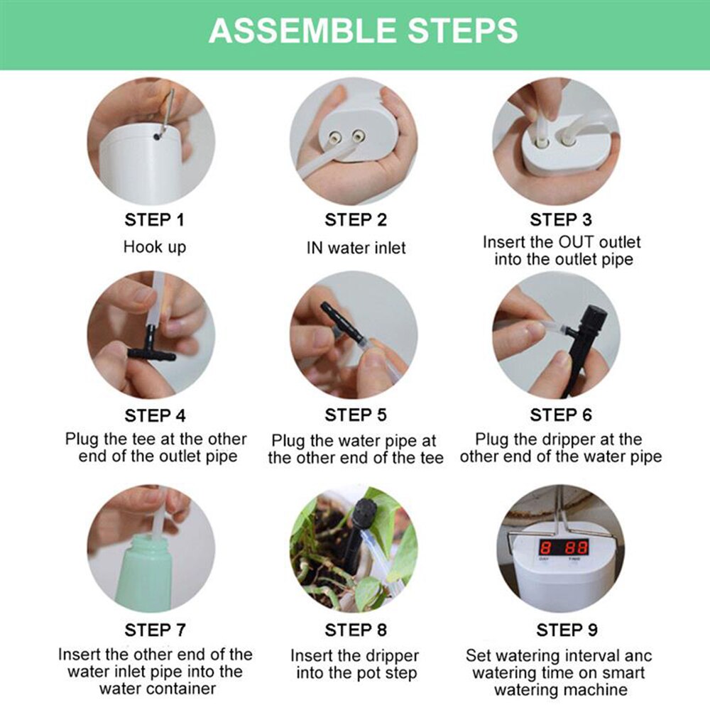 Auto Water Timer Portable Garden Plant Drip Irrigation Kit Self Watering System Water Pump Watering Timers & Controllers