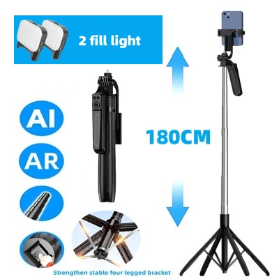 Statyw FANGTUOSI 1800 mm do aparatu w smartfonie, statyw z migawką Bluetooth, bezprzewodowe uchwyty do selfie Stick Uchwyt na telefon: CRYSTAL