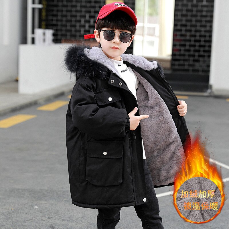2022 Winter Kleding Jongens 4 Warm Houden 5 Kinderen 9 Jas 8 Tieners 10 Tot 15 Jaar Oud Dikkere katoen Winter Jas-30 Graden: black / 8