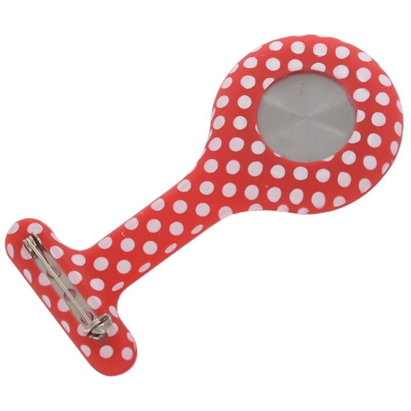 Rood Witte Stippen Patroon Siliconen Verpleegkundigen Broche Tunic Fob Zakhorloge Roestvrij Wijzerplaat