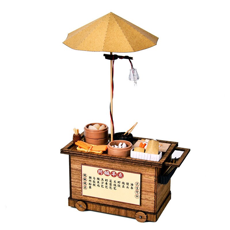 Chinese Style Japanese Style House wooden hand-assembled Street View theater DIY ornaments food and play model toys: ZH011