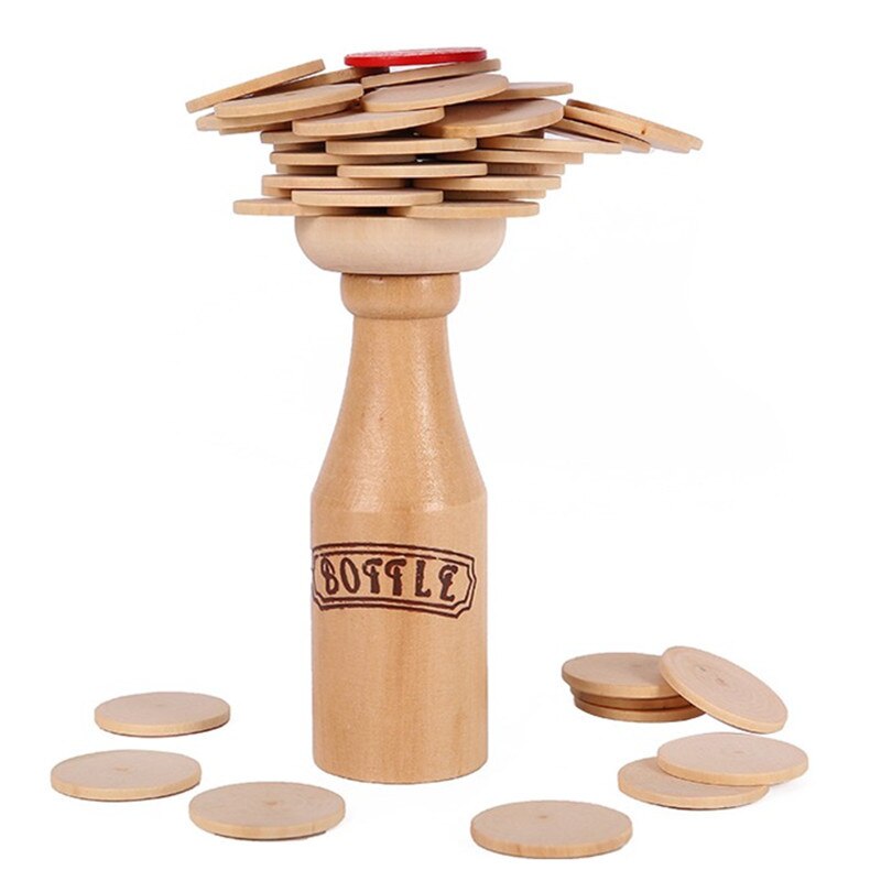 Wooden Bottle Jenga Challenge Balance Training Adult Children'S Educational Toy Bottle Folding PCs: Default Title