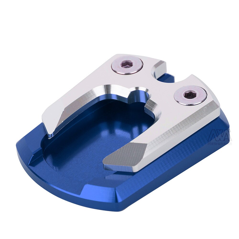 Voor yamaha xmax 125 250 300 alle jaren motorfiets zijstandaard verbreding basis pad plaat kickstand vergroting steun verlengstuk: Blauw