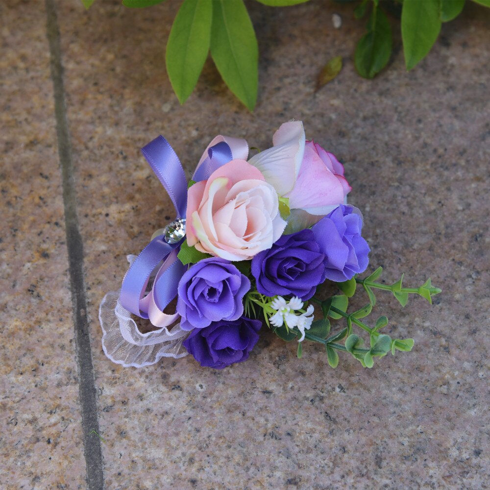Kyunovia bryllup brudgomme knaphul revers nål blomst boutonniere brud armbånd prom tilbehør tilbehør fest håndled corsage  fe67