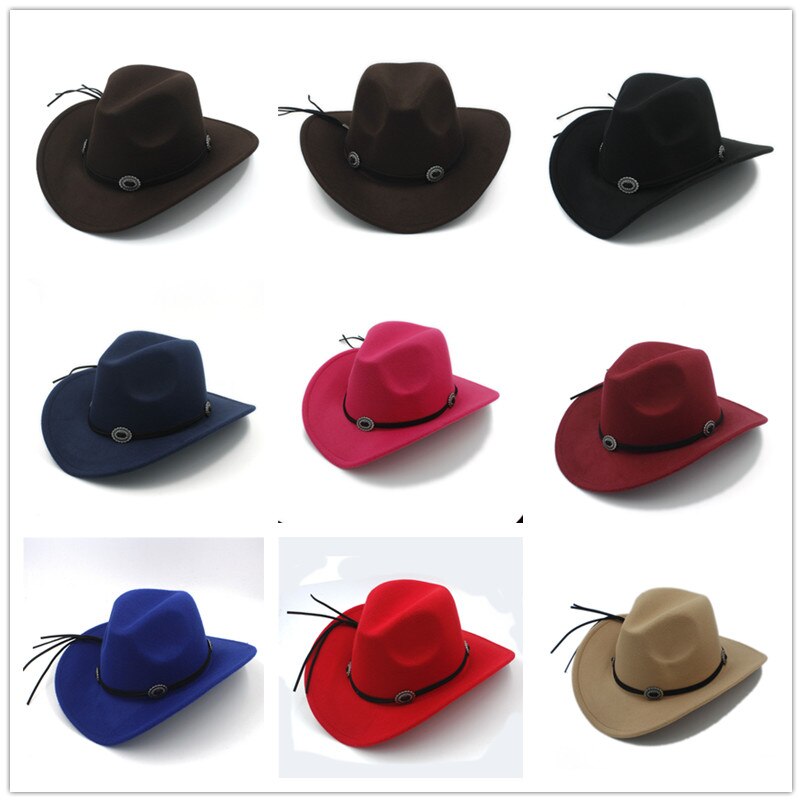 Uld barn kids western cowboy hat til dreng pige cowgirl jazz kirke kasket med læder toca sombrero kasket 4-9 år