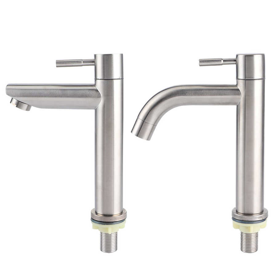 G1/2 Rvs Badkamer Kraan Geborsteld Water Kraan Wastafel Enkel Koud