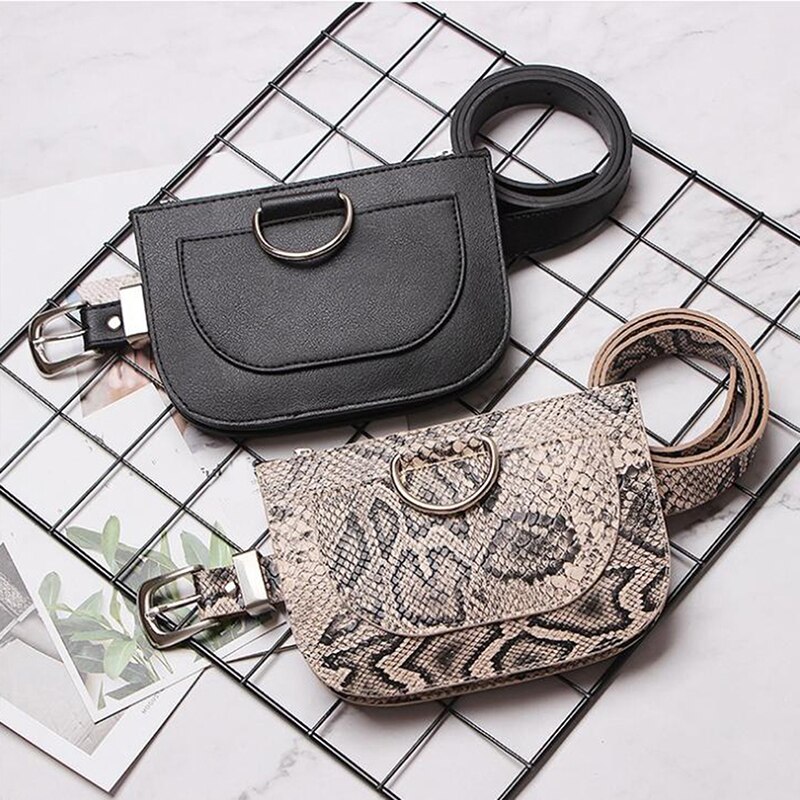 Women Waist Belt Bag Serpentine Vintage Waist Bags Girl Bum Pouch Phone Leather Chest Packss