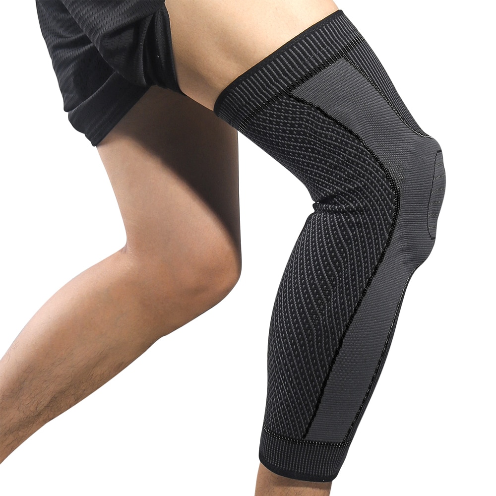 Tcare 2pcs/Pair Full Leg Compression Sleeve for Women Men with Side Spring Stabilizers & Patella Gel Pad Stretch Long Leg Sleeve
