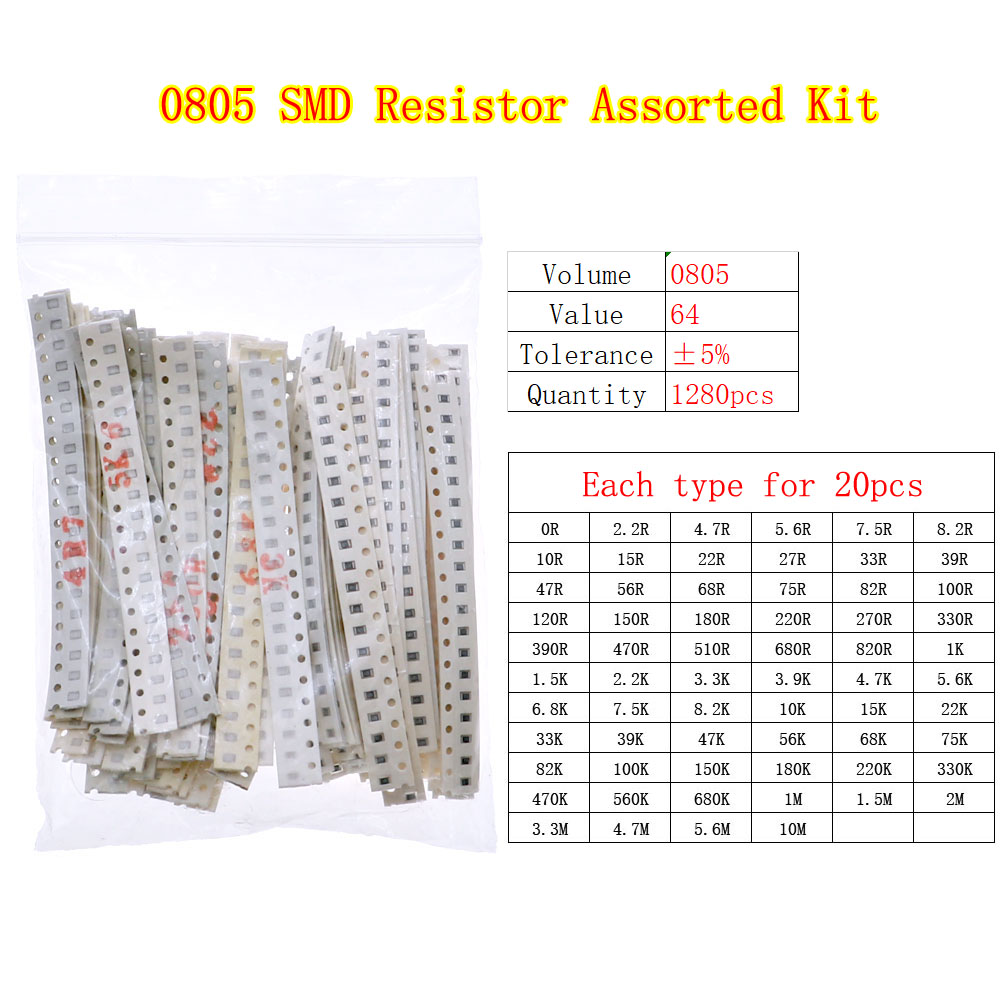 0402 0603 0805 1206 2512 SMD Chip Fixed Resistor 0ohm-10Mohm Assortment Kit pack: Dark Grey