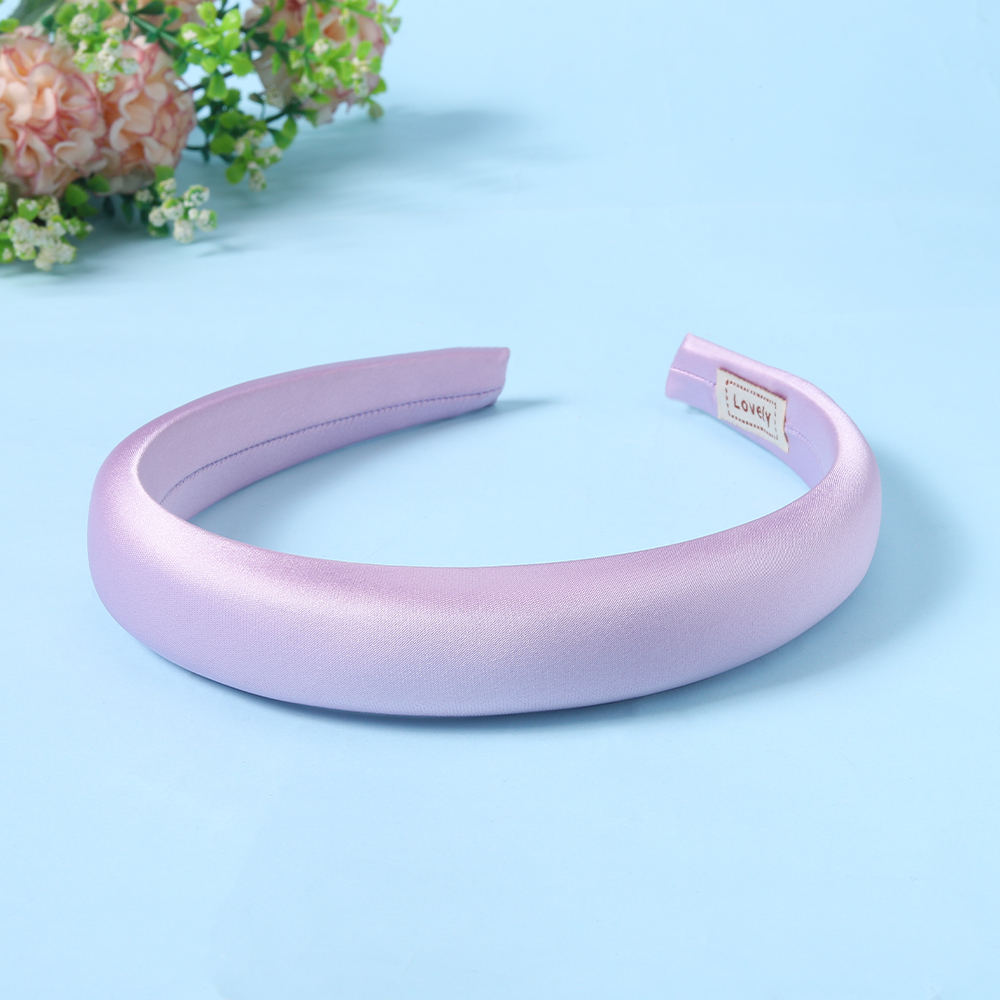 2.5cm Solid Color Plaid Hairband Wide Edge Satin Plaid Sponge Elastic Hair Bands for Women Bandeau Cheveux: Fuchsia