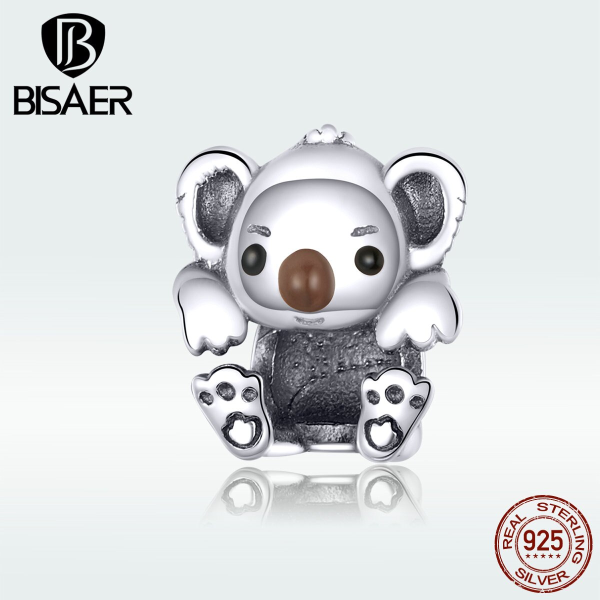 Animal Charms BISAER 925 Sterling Silver Baby Koala Beads Charms fit Charm Bracelets Silver 925 Jewelry Making ECC1304