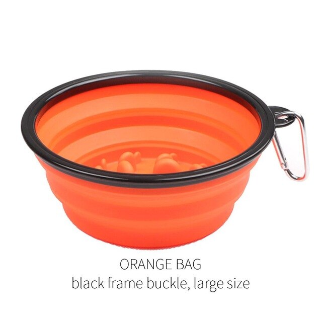 Pesant bol pour animaux de compagnie 6 couleur chien soins de santé Portable étanche pliable numérique bol pour animaux de compagnie sain animal de compagnie lent bol de nourriture 2 taille: Orange / red small