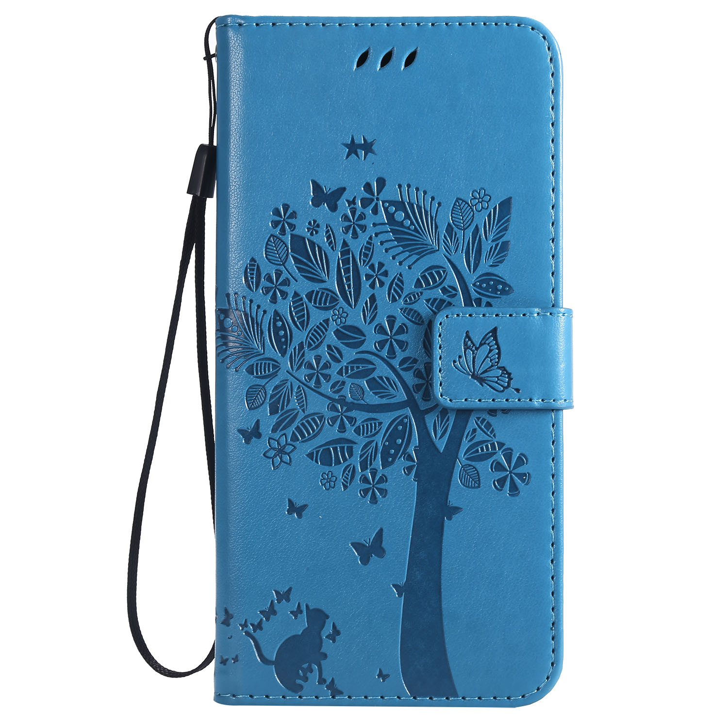 Funda abatible con soporte de superior de PU con vista para tp-link Neffos C7 Lite C5 plus p1 c9 c9a: Neffos C5 plus / Azul