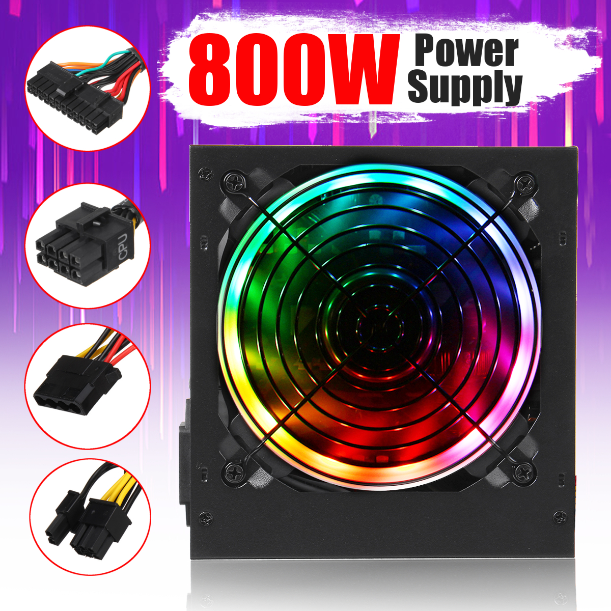 800W PC PSU Power Supply Active PFC 24Pin SATA LED hydraulic 120mm Fan 80 Plus computer Power Supply For BTC