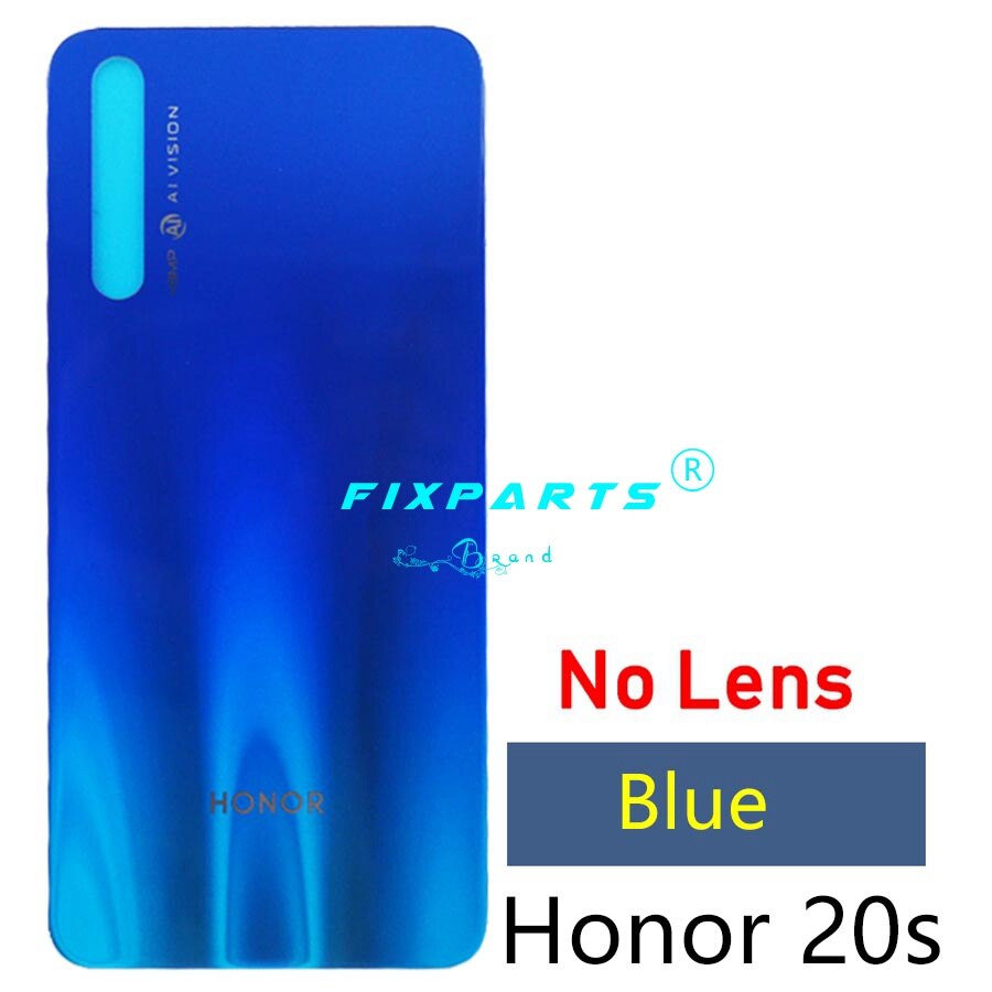 Original huawei honor 20s voltar bateria capa de vidro habitação porta caso janela com lente da câmera huawei honor 20s traseira habitação vidro: Blue No Lens