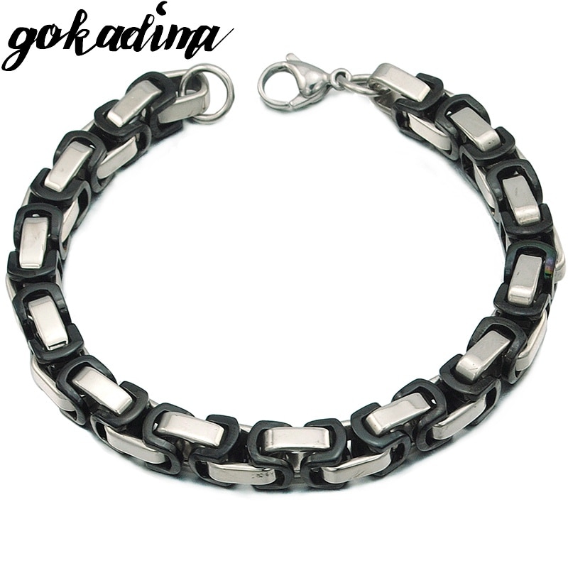 Gokadima herenarmbanden byzantijnse ketting 8mm 22cm pols goudkleurige roestvrijstalen armband voor heren rock/punk sieraden  wb185
